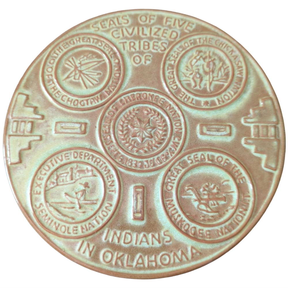 FRANKOMA Trivet/Decor Seals of 5 Civilized Tribes of Indians in Oklahoma